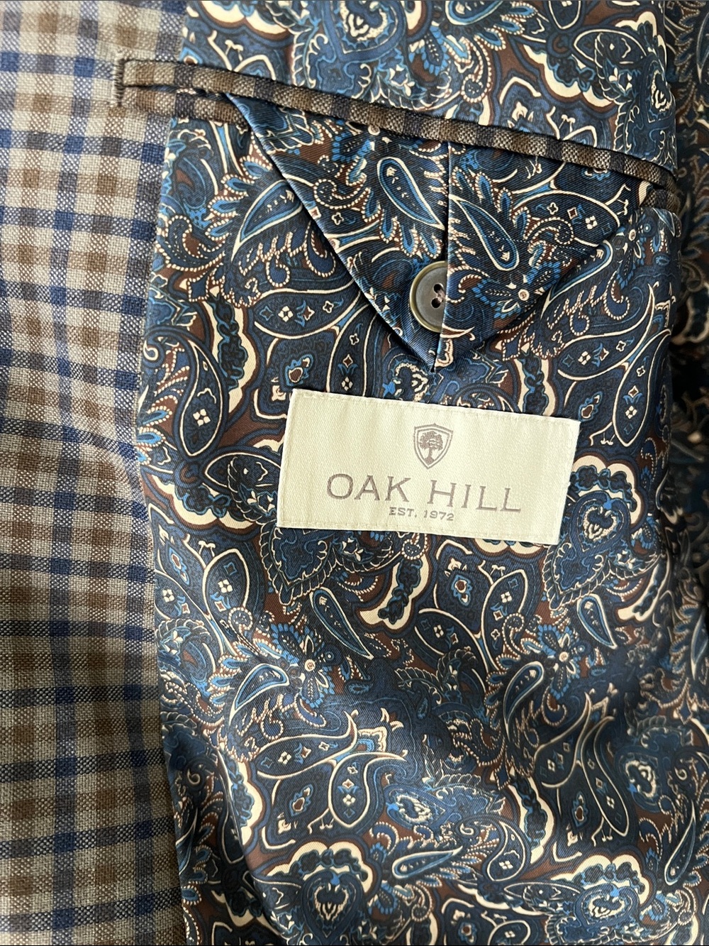 Classic Men's Checked Sport Coat in Blue and Brown - Picture 3 of 10